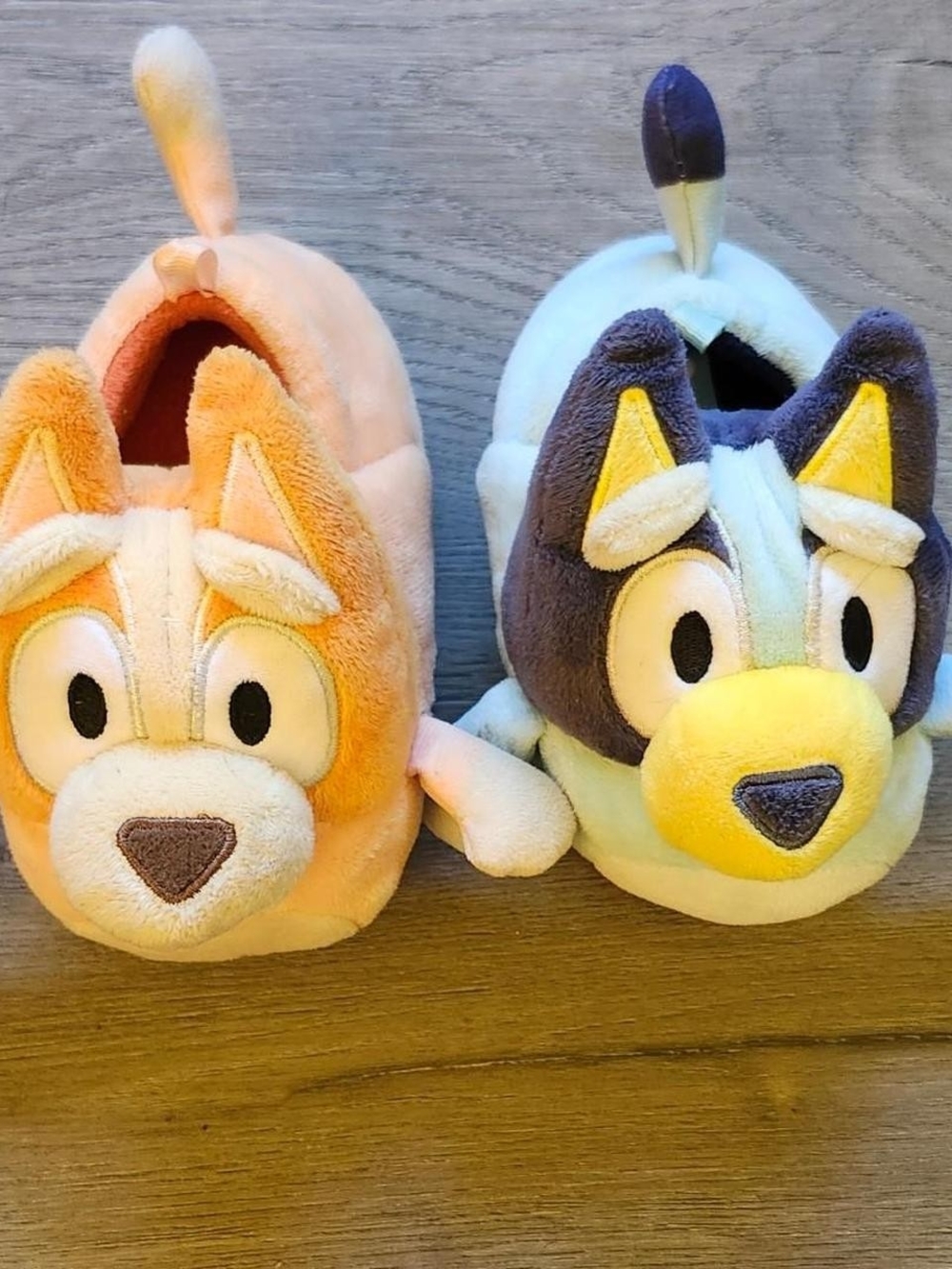 Cute Plush Animal Kids Slippers - Peach and Blue